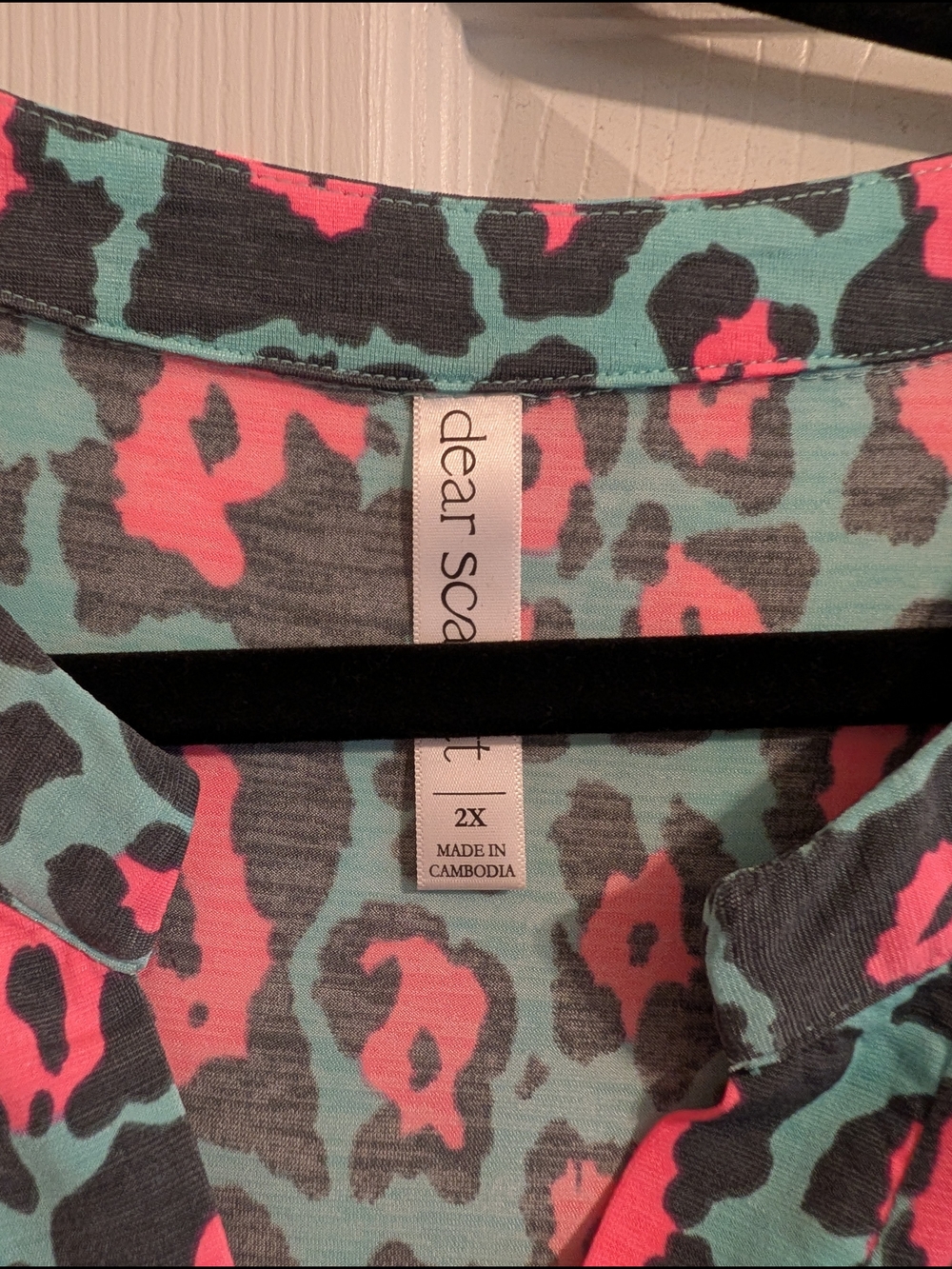 Dear Scarlett Lizzy Turquoise & Pink Leopard Print Women's Top - 2xl - Picture 2 of 3